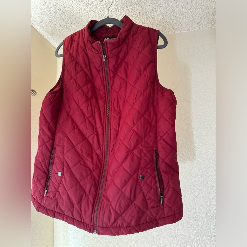 Maroon Red Puffer Vest Jacket